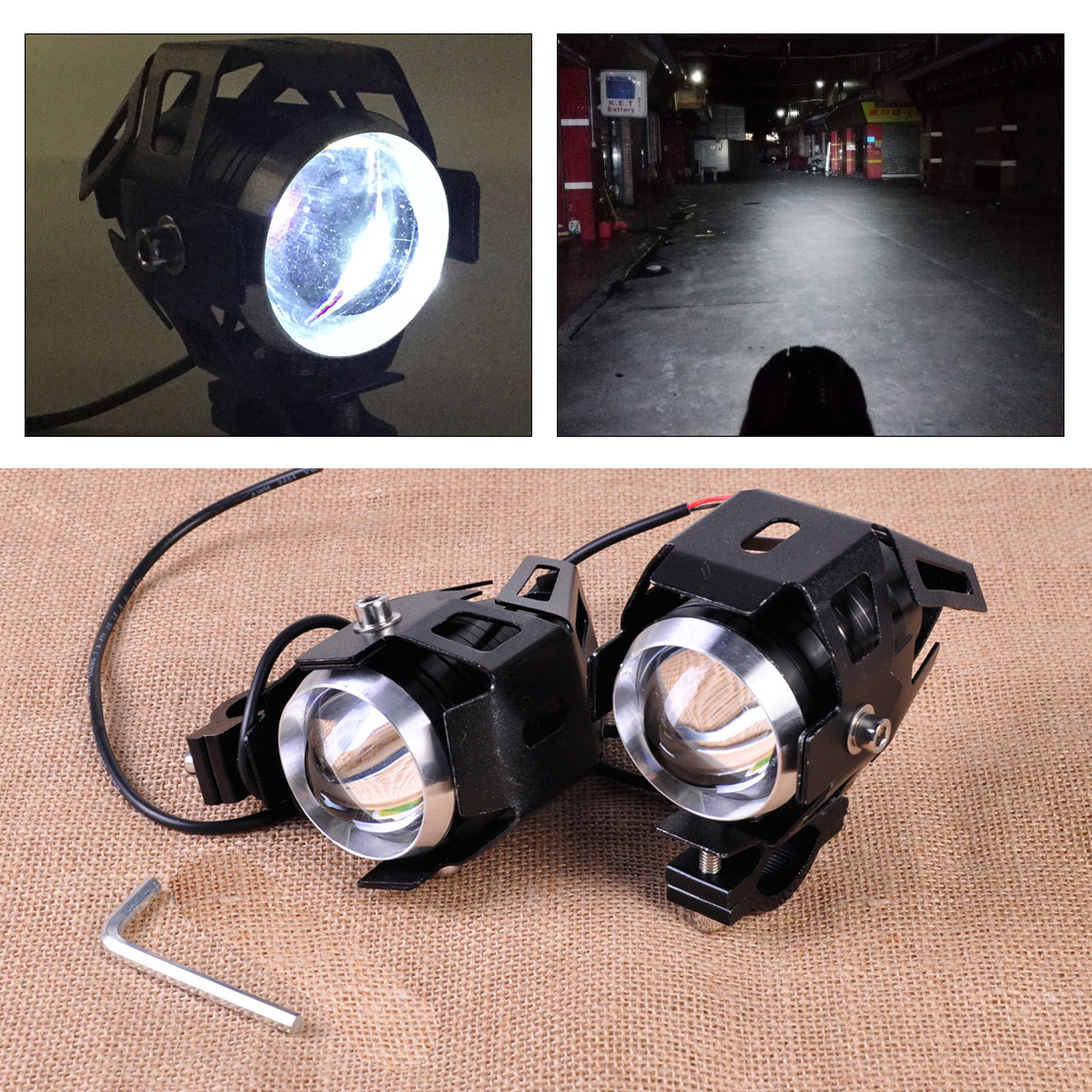 2x 40W Motorrad LED Lampe Zusatzscheinwerfer Fernlicht Scheinwerfer Schalter