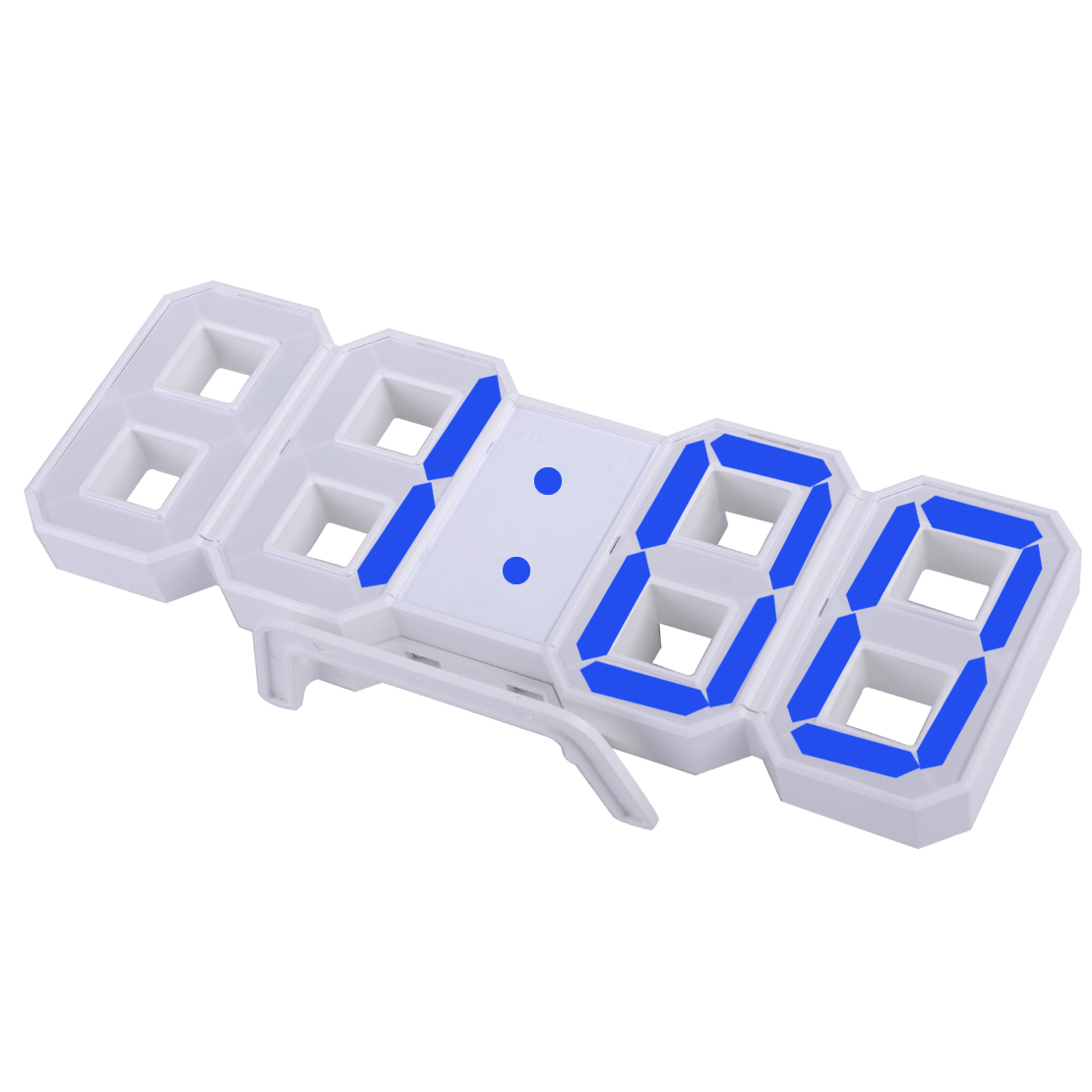 Moderne 3D Digital LED Wanduhr Wall Clock Tabelle Uhr Alarm Snooze 24/12Hr Weiß 