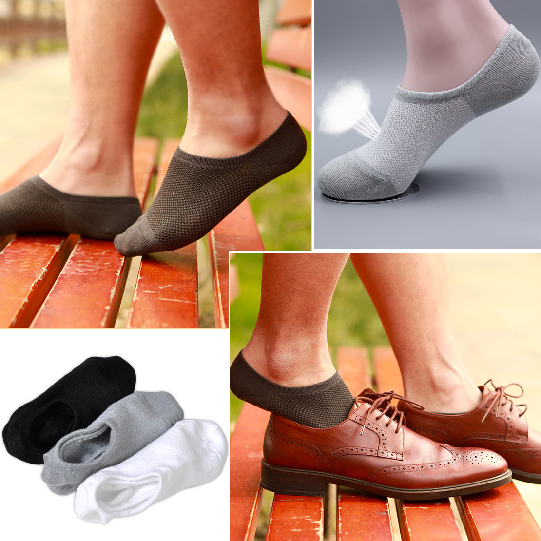 NEW 3 Pairs Men Non-Slip Loafer Boat Low Cut Invisible Sport Casual ...