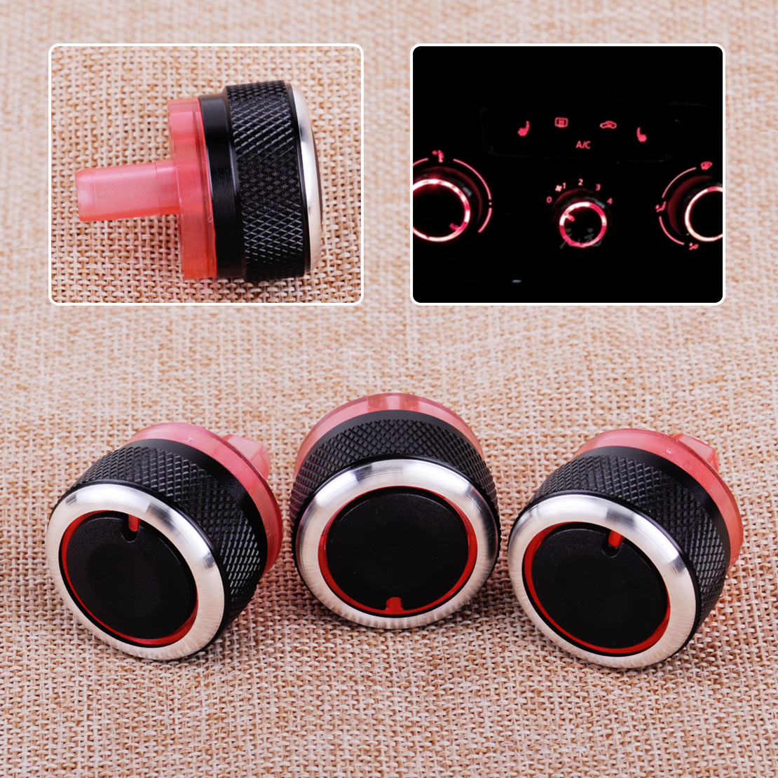 3x Car Heater Switch Knob Buttons A/C Dials Cover For Peugeot 206 207 Citroen C2