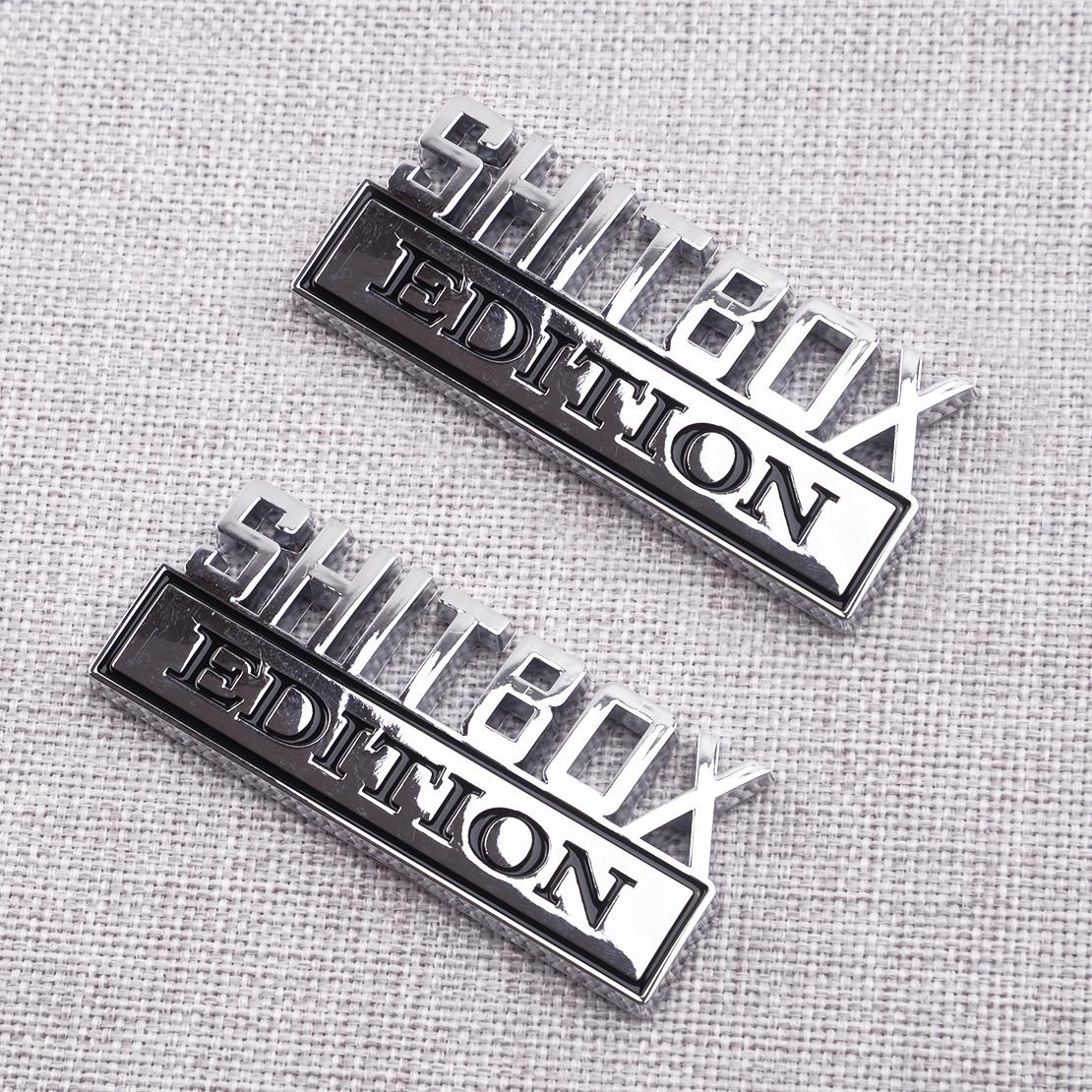 1PC Black and White Word SHITBOX Edition 3D Letter Metal Emblem Badge
