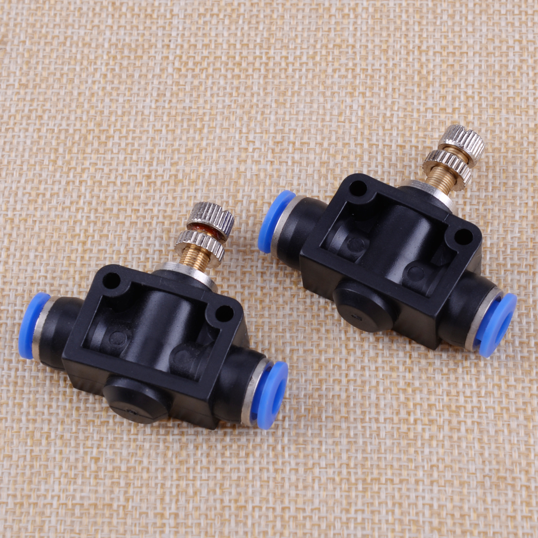 2pcs 6mm Air Flow Speed Control Valve Tube 1//4/" Pneumatic Push In Quick Fitting